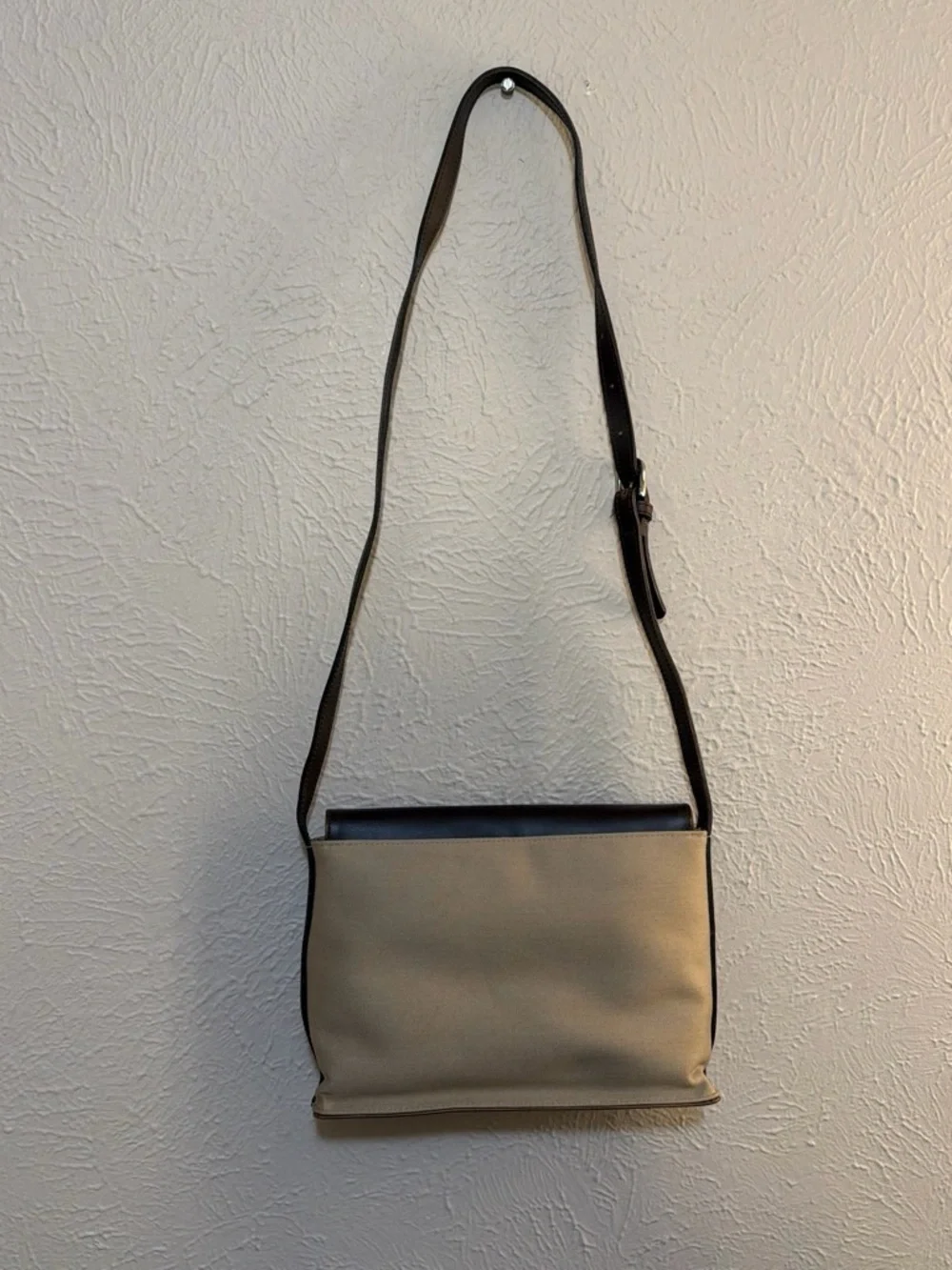 Leather Contrast Flap Crossbody Bag - Brown & Tan